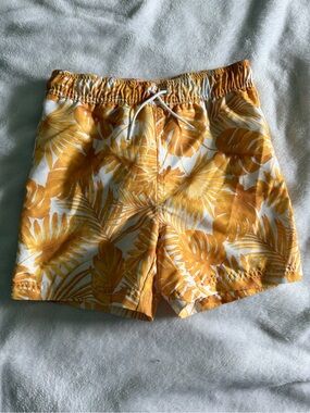 Janie & Jack Yellow Tropical Print Swim Shorts